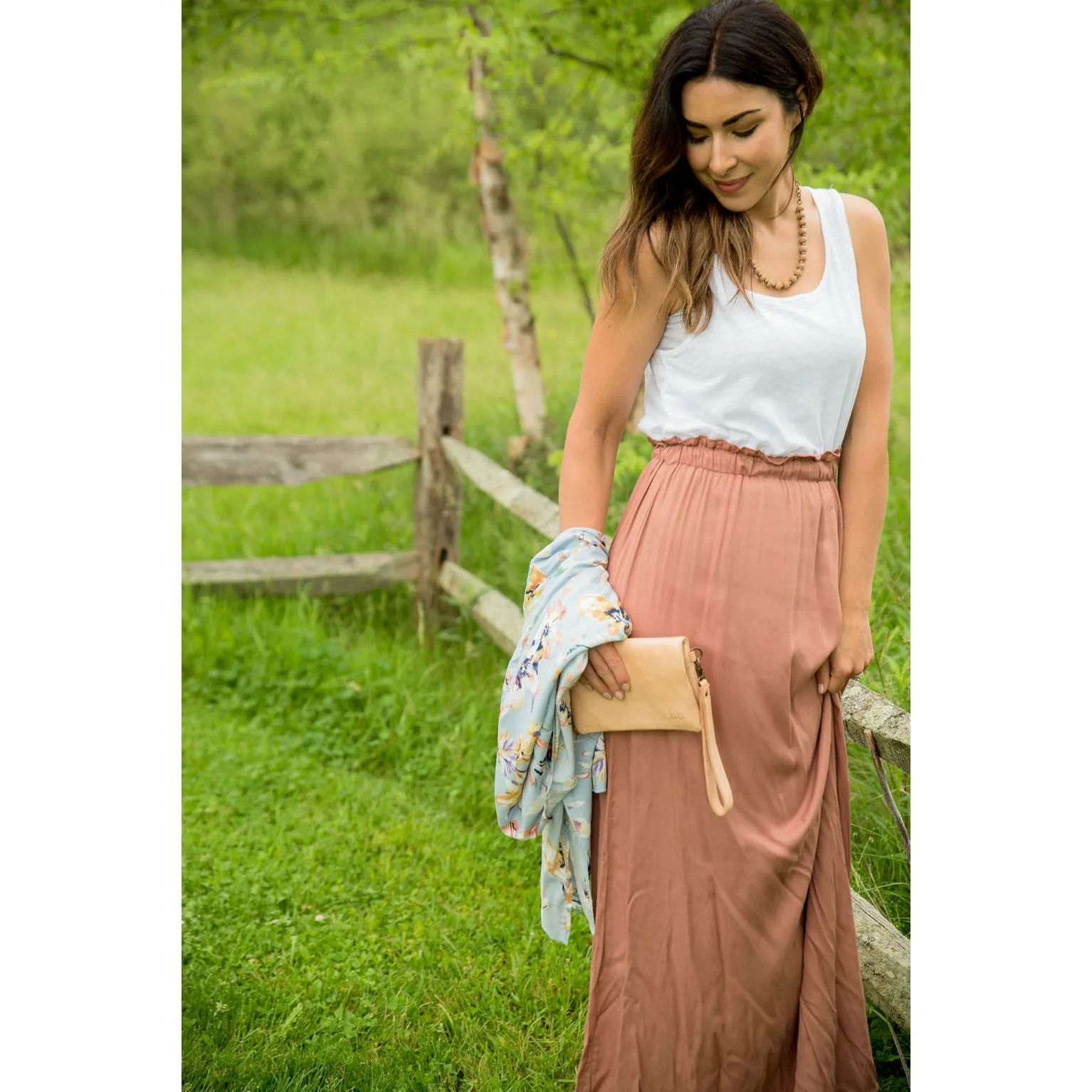 Cinch Waisted Colored Bottom Tank Maxi