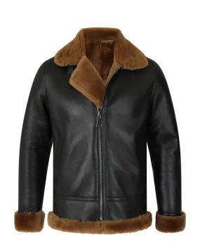 Classic Ginger Brown B3 Bomber Aviator Shearling Jacket