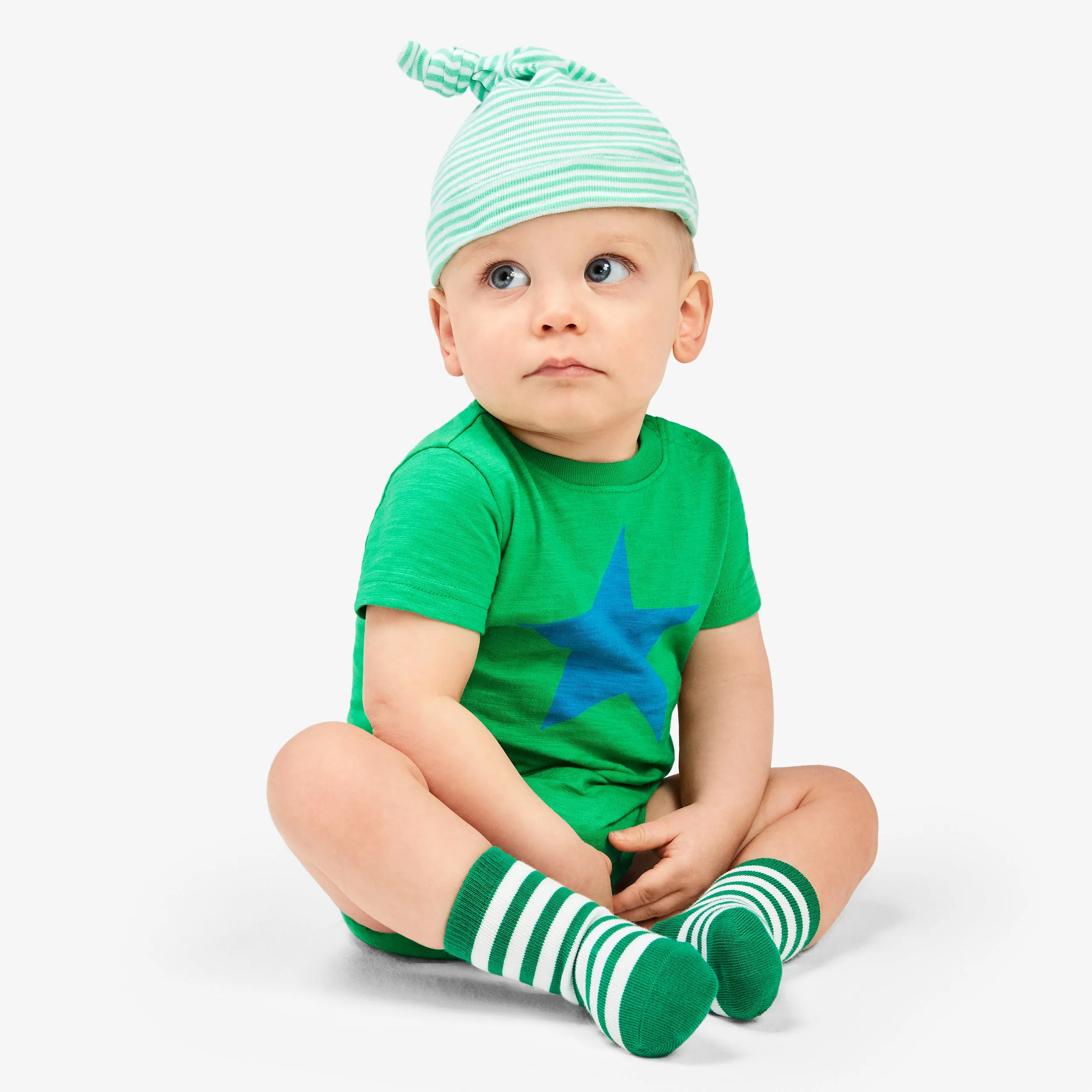 Clearance baby organic hat in mini stripe