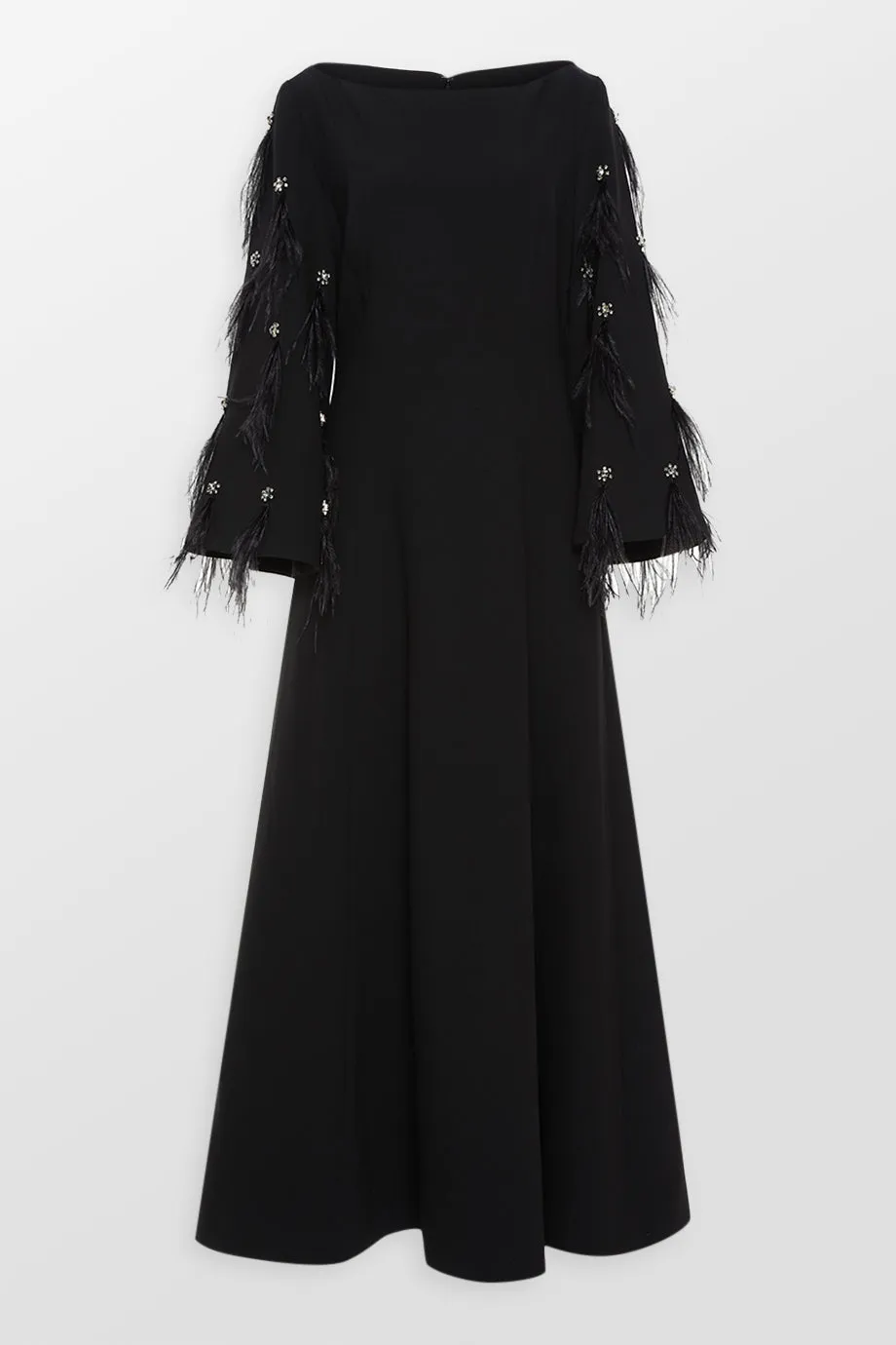 Clover Wide Sleeves Feathered Maxi Dress