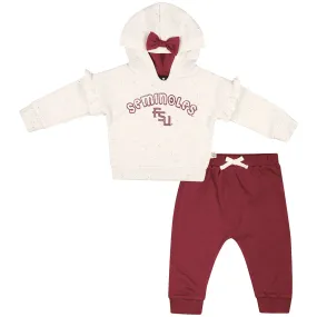 Colosseum Infant Girl's Seminoles/Stacked FSU Hood/Pant Set - Ivory/Garnet