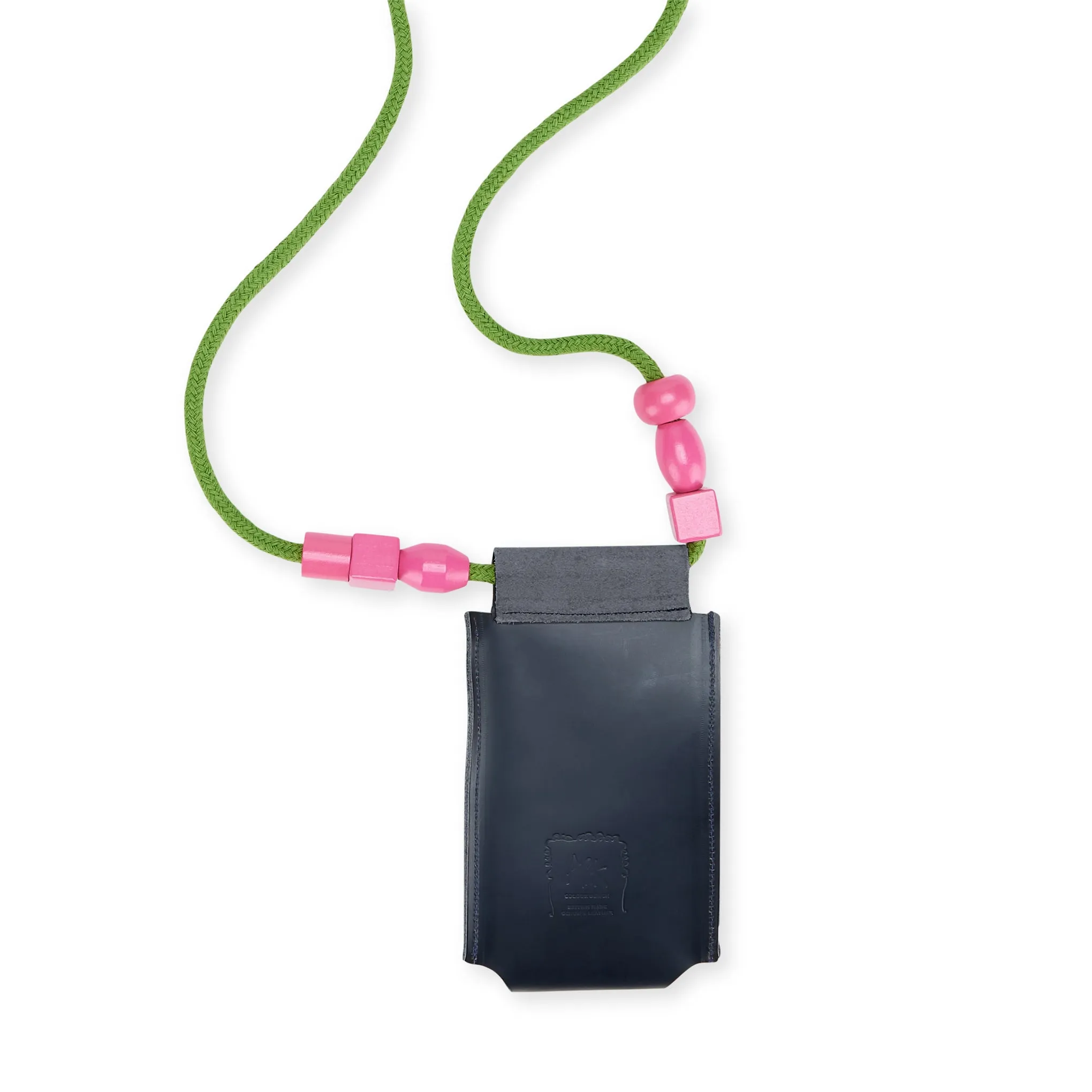 Colour Design Beaded Phone Bag - Navy/ Green