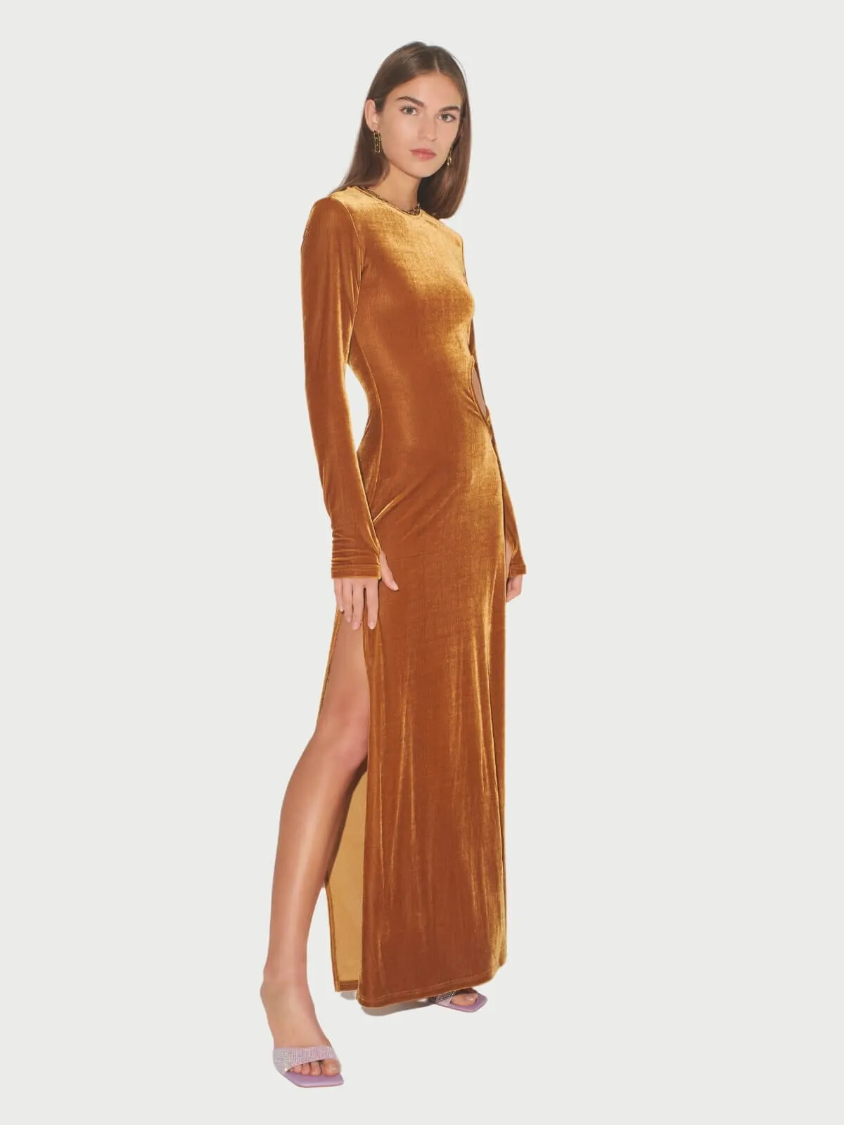 Cortina Velvet Maxi Dress - Honey