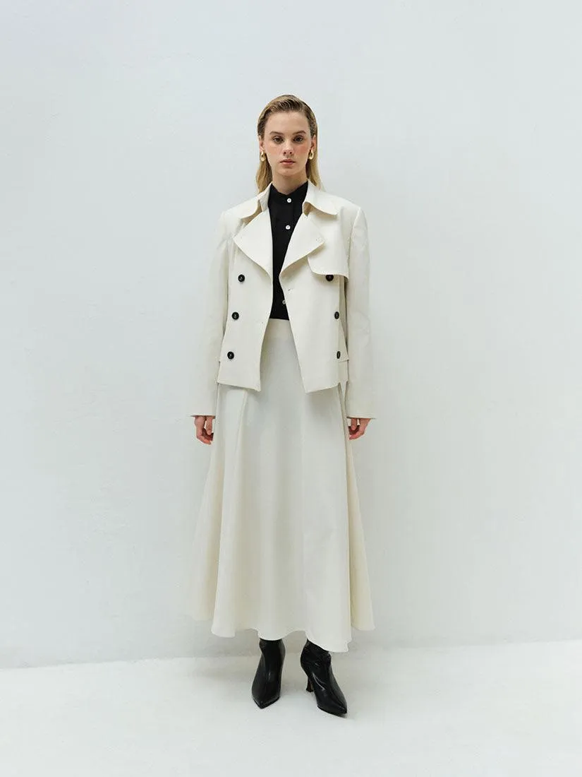 Cream Cropped Dawson Trench Jacket