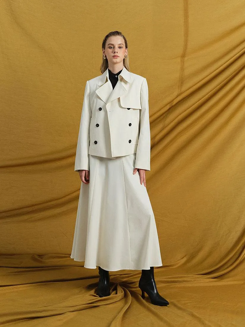 Cream Cropped Dawson Trench Jacket