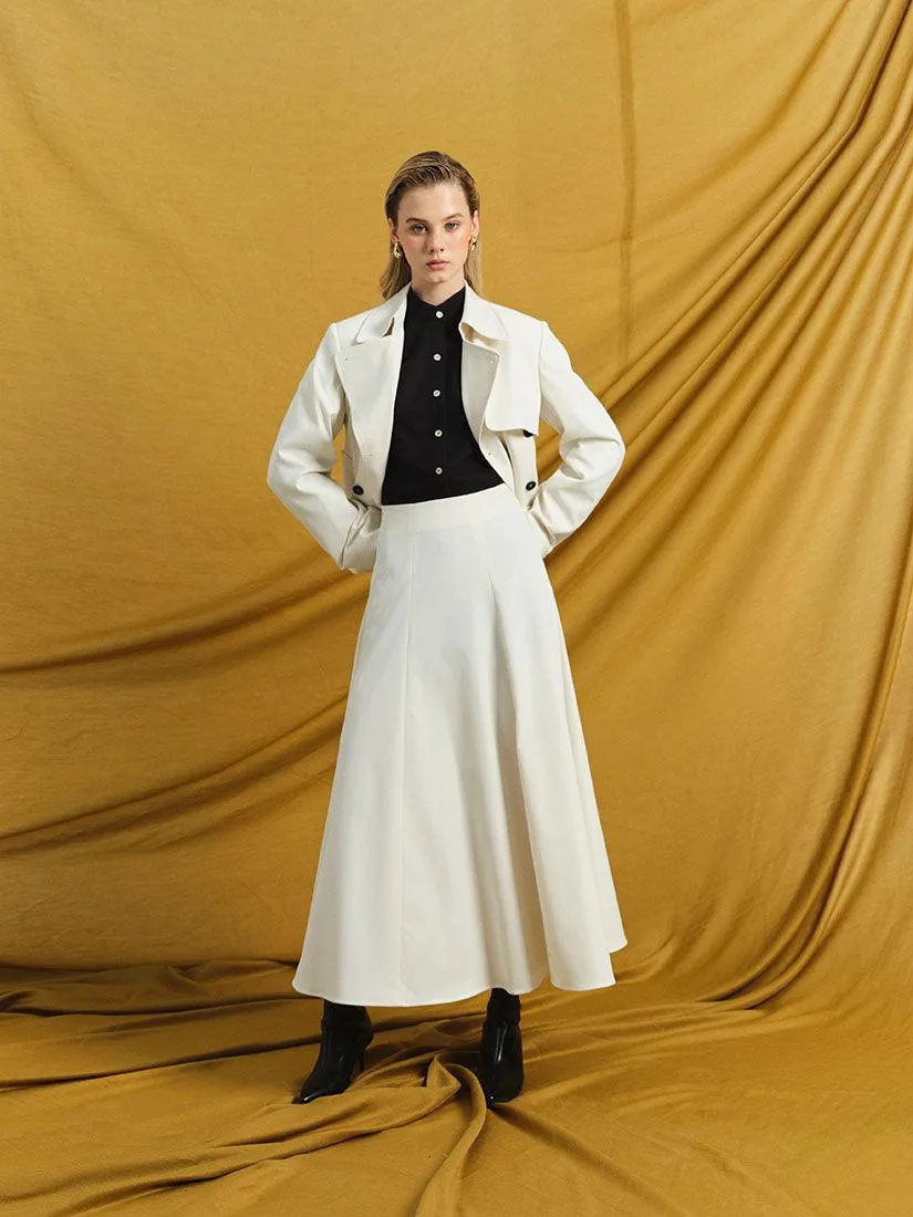 Cream Cropped Dawson Trench Jacket