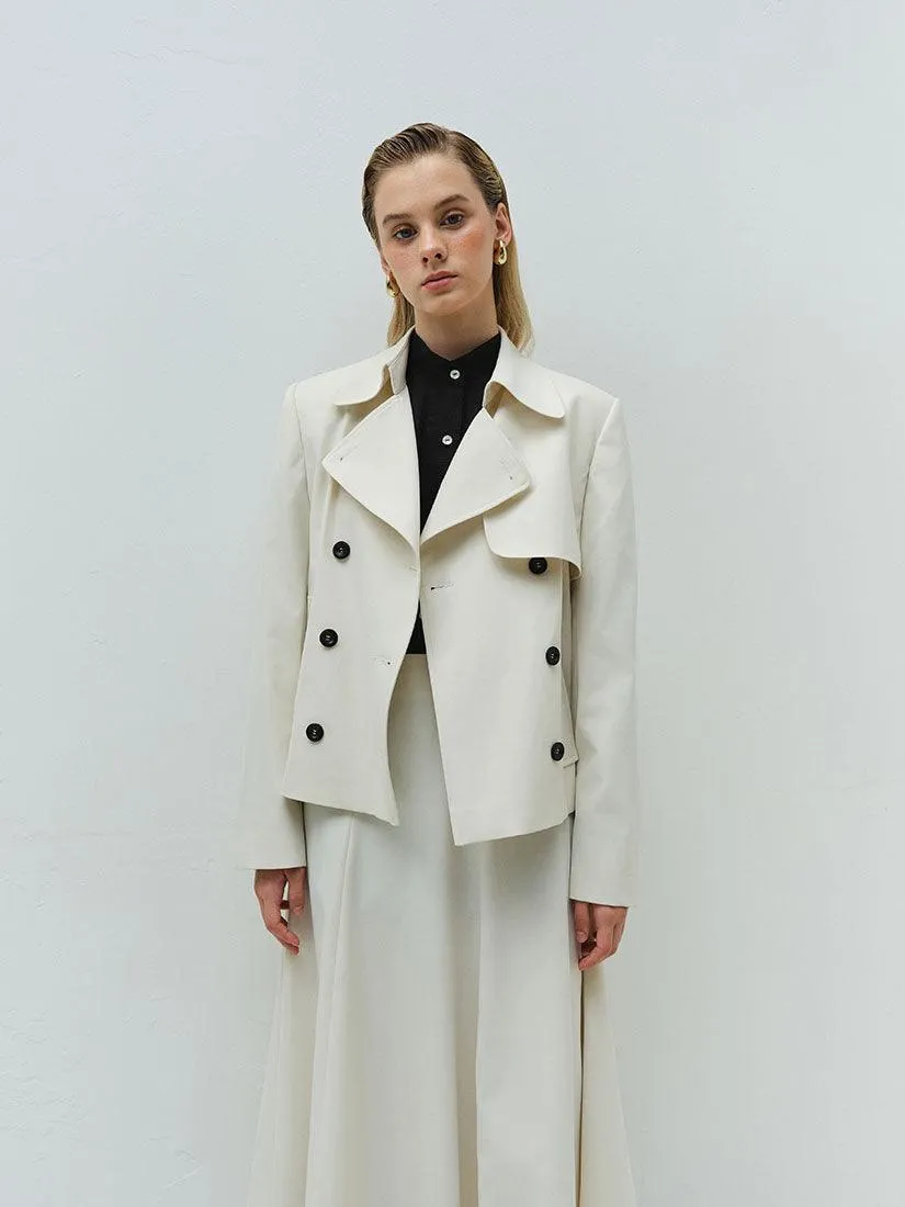 Cream Cropped Dawson Trench Jacket