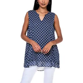 Cristina B Women's Lightweight Blouse Soft Double Layer Hi-low Hem Sleeveless Tunic Top