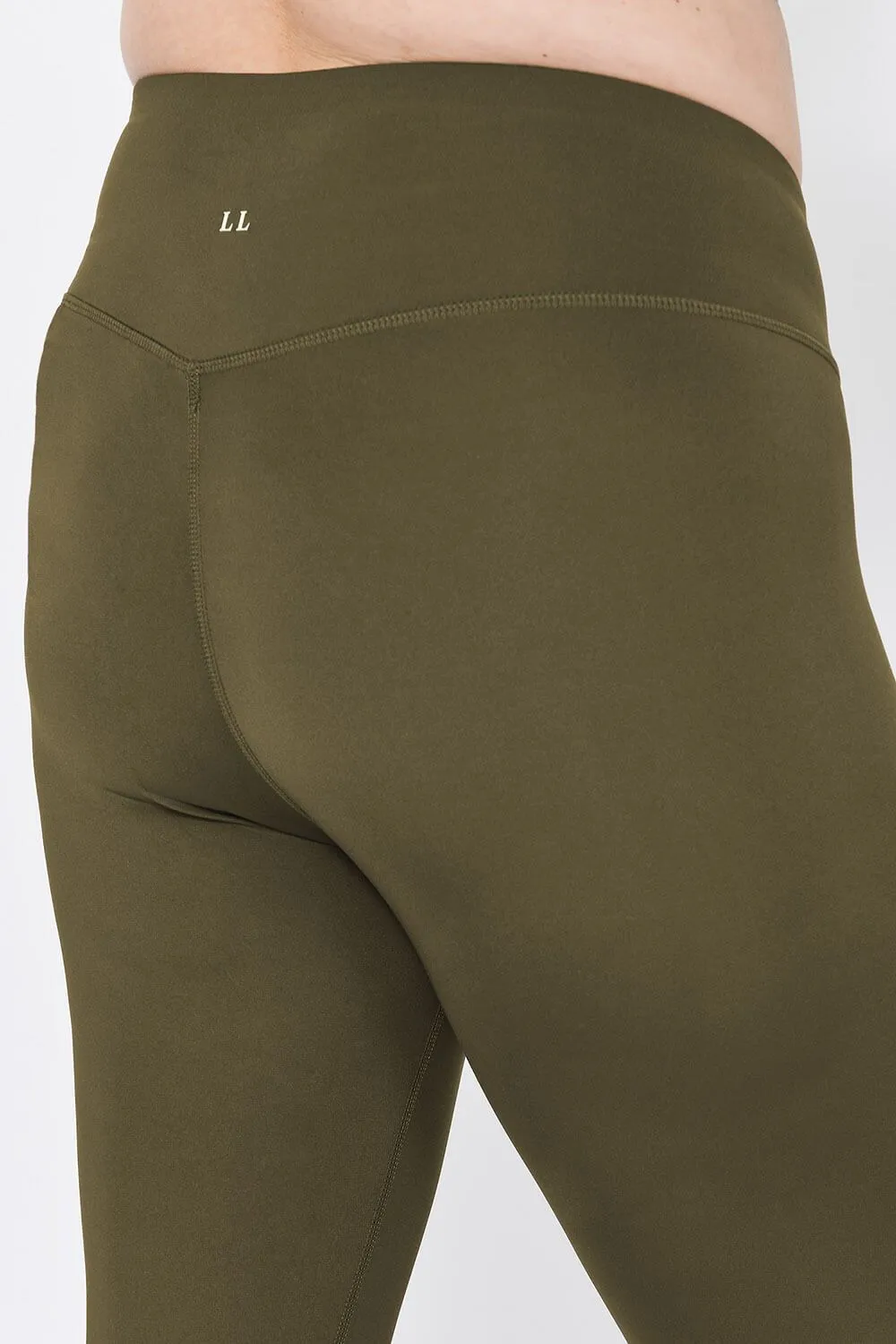 Curve Focus 7/8 High Waisted Sports Leggings - Olive Green