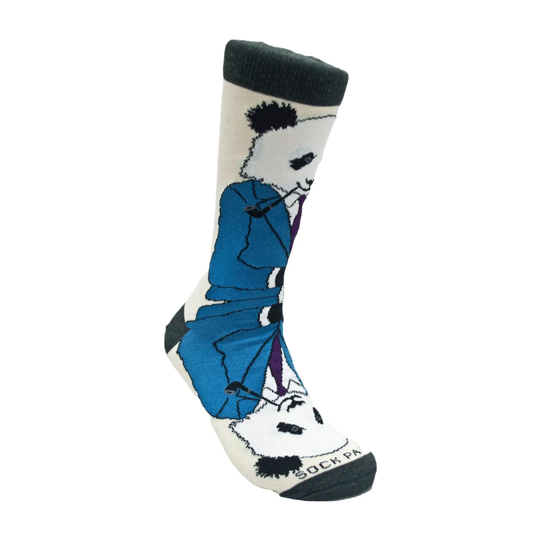 Dignified Reflective Panda Wearing a Suit Socks (Adult Large - Men's Shoe Sizes 8-12)