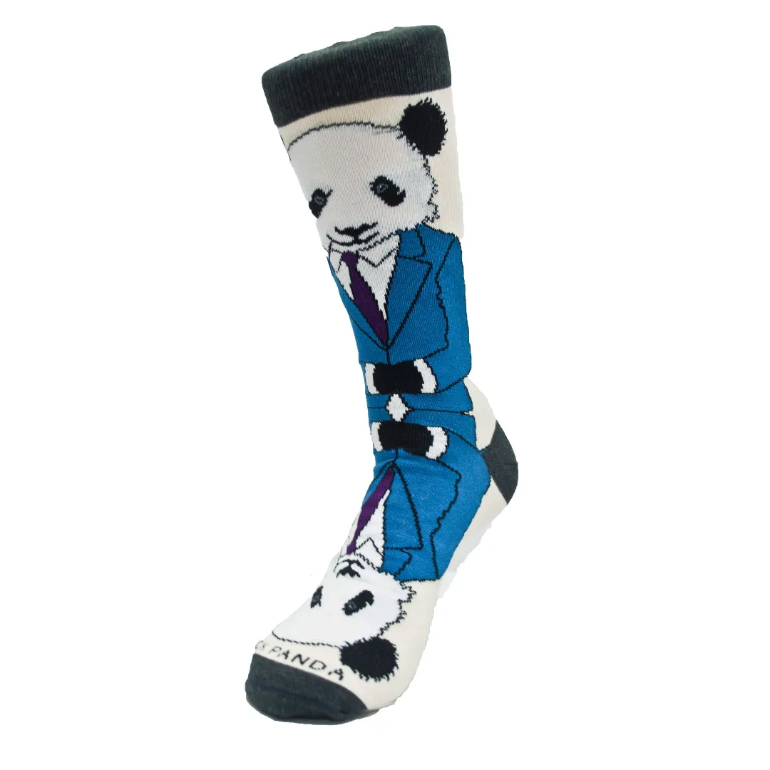 Dignified Reflective Panda Wearing a Suit Socks (Adult Large - Men's Shoe Sizes 8-12)