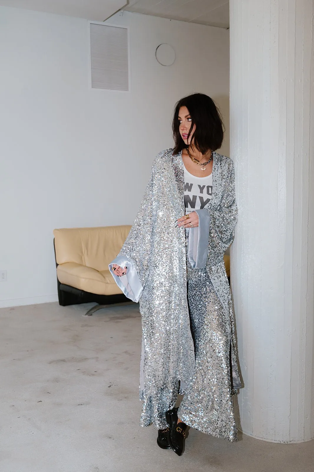 Disco Fever Sequin Satin Duster