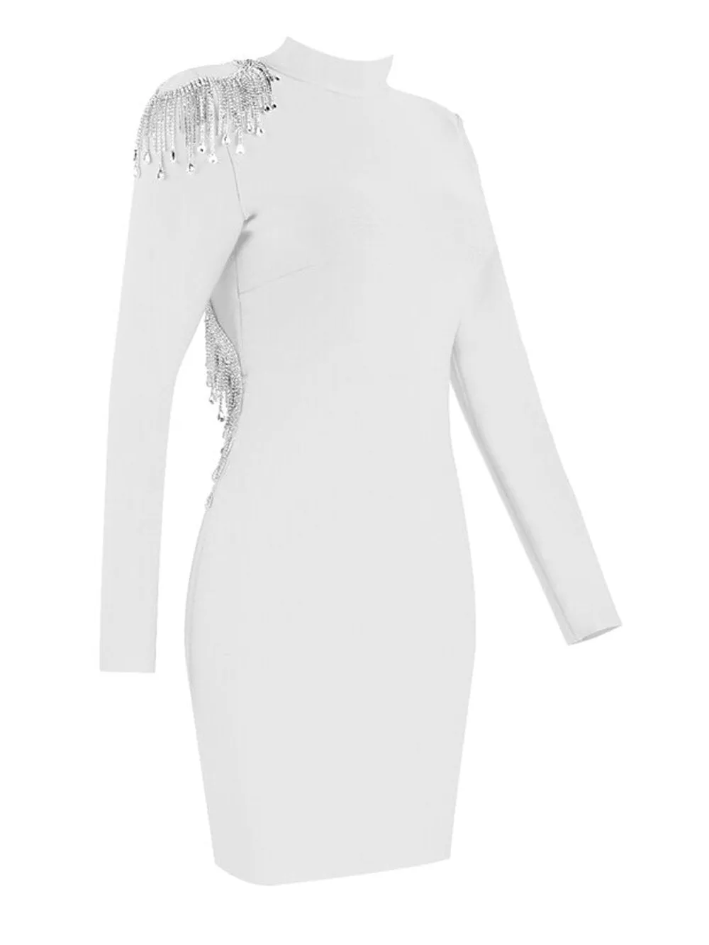 DIVINA Crystal Tassels Backless Mini Dress