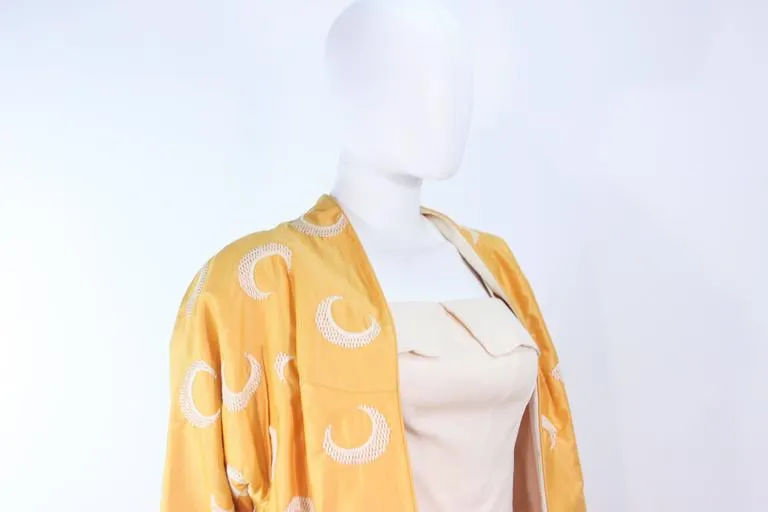 DON LOPER 1950s Yellow Silk Coat and Dress Size 2