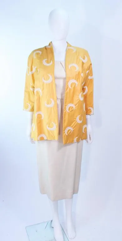 DON LOPER 1950s Yellow Silk Coat and Dress Size 2