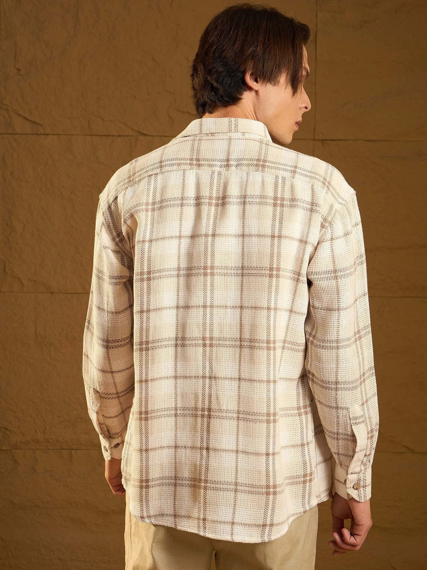 Drop Shoulder Oversized Windowpane Checked Shirt