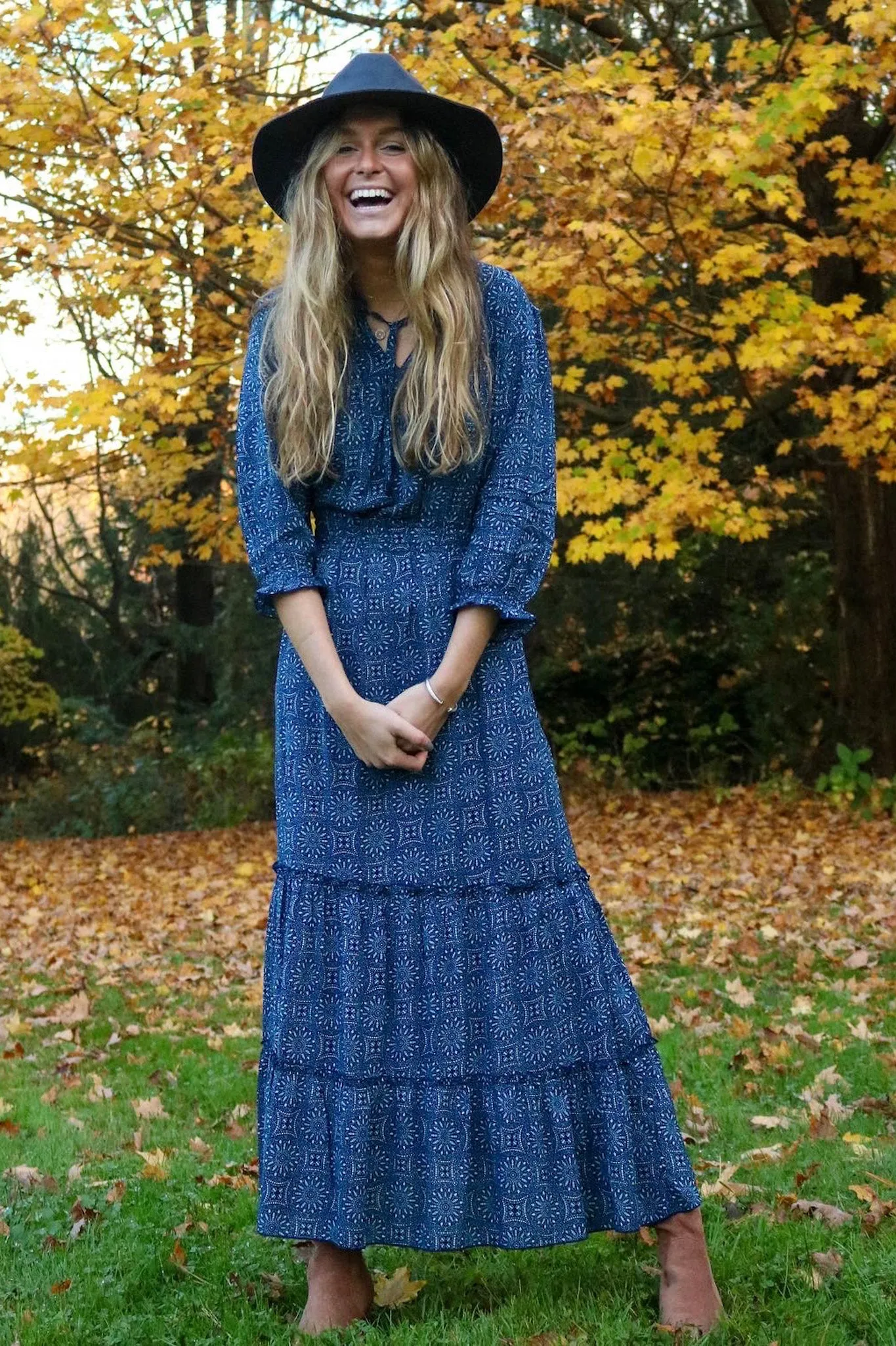 Eliza Dress / Deep Indigo Medallion