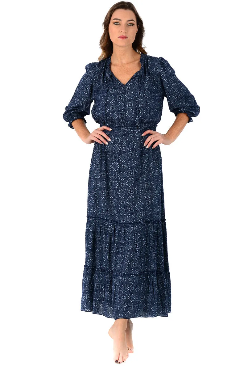 Eliza Dress / Deep Indigo Medallion