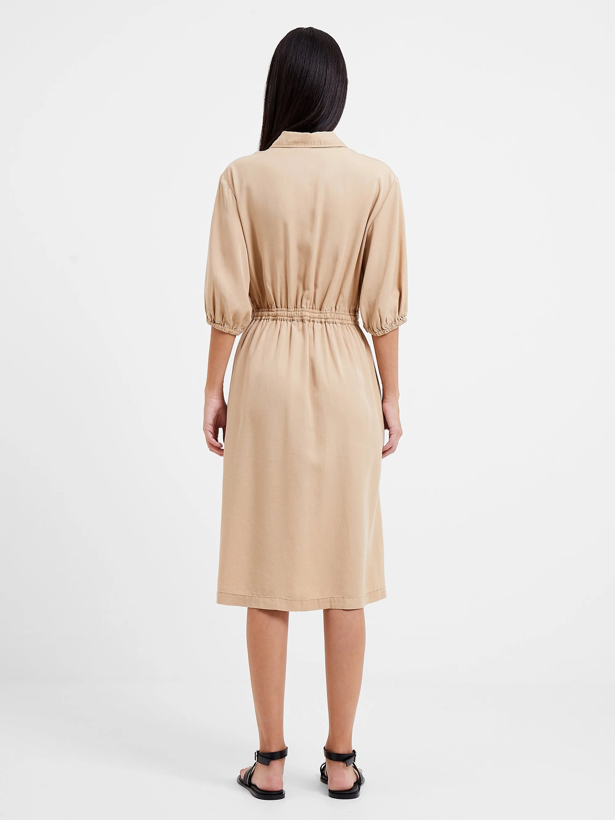 Elkie Twill Drawstring Shirt Dress