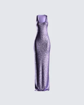 Elsa Lilac Sequin Sleeveless Gown