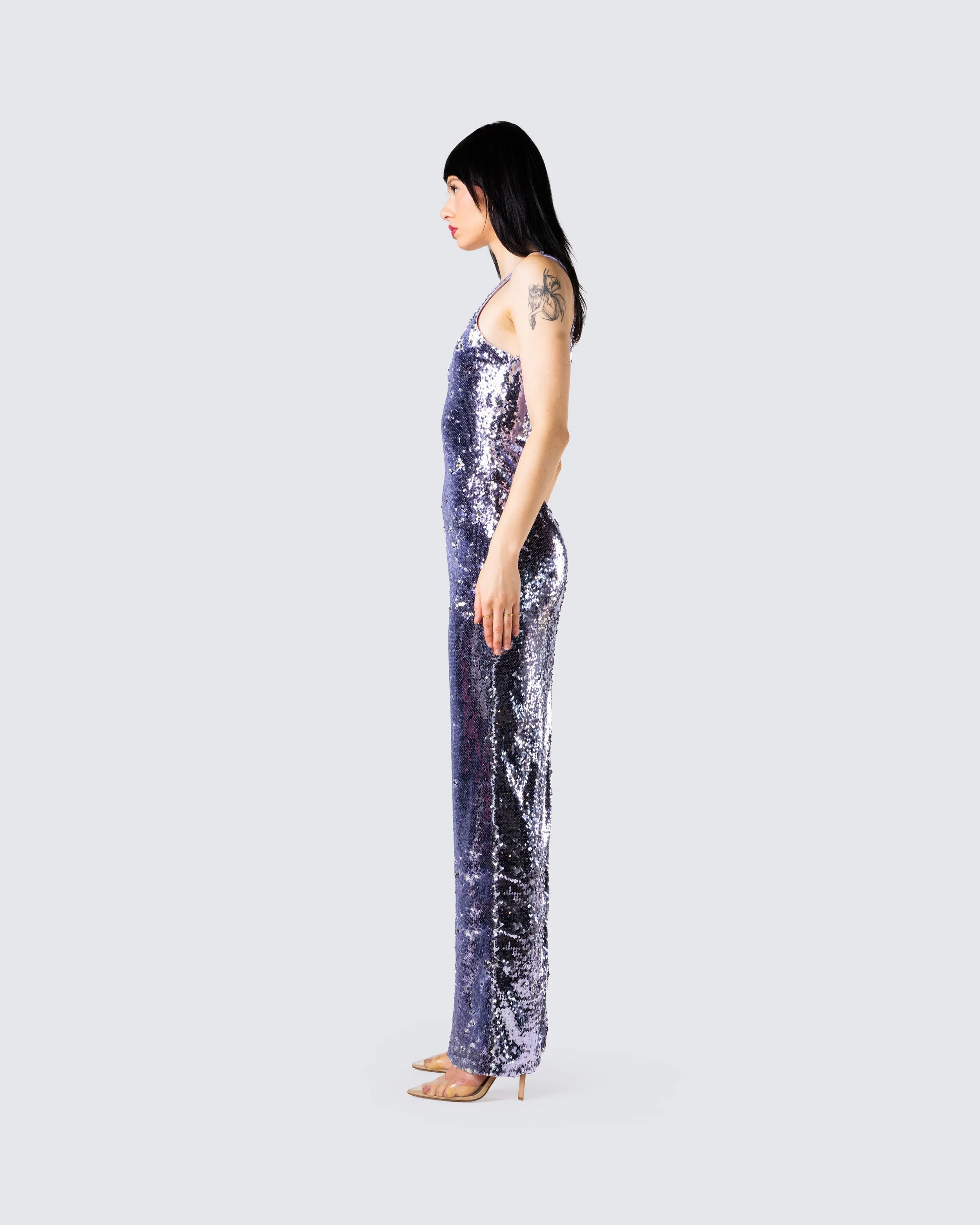 Elsa Lilac Sequin Sleeveless Gown