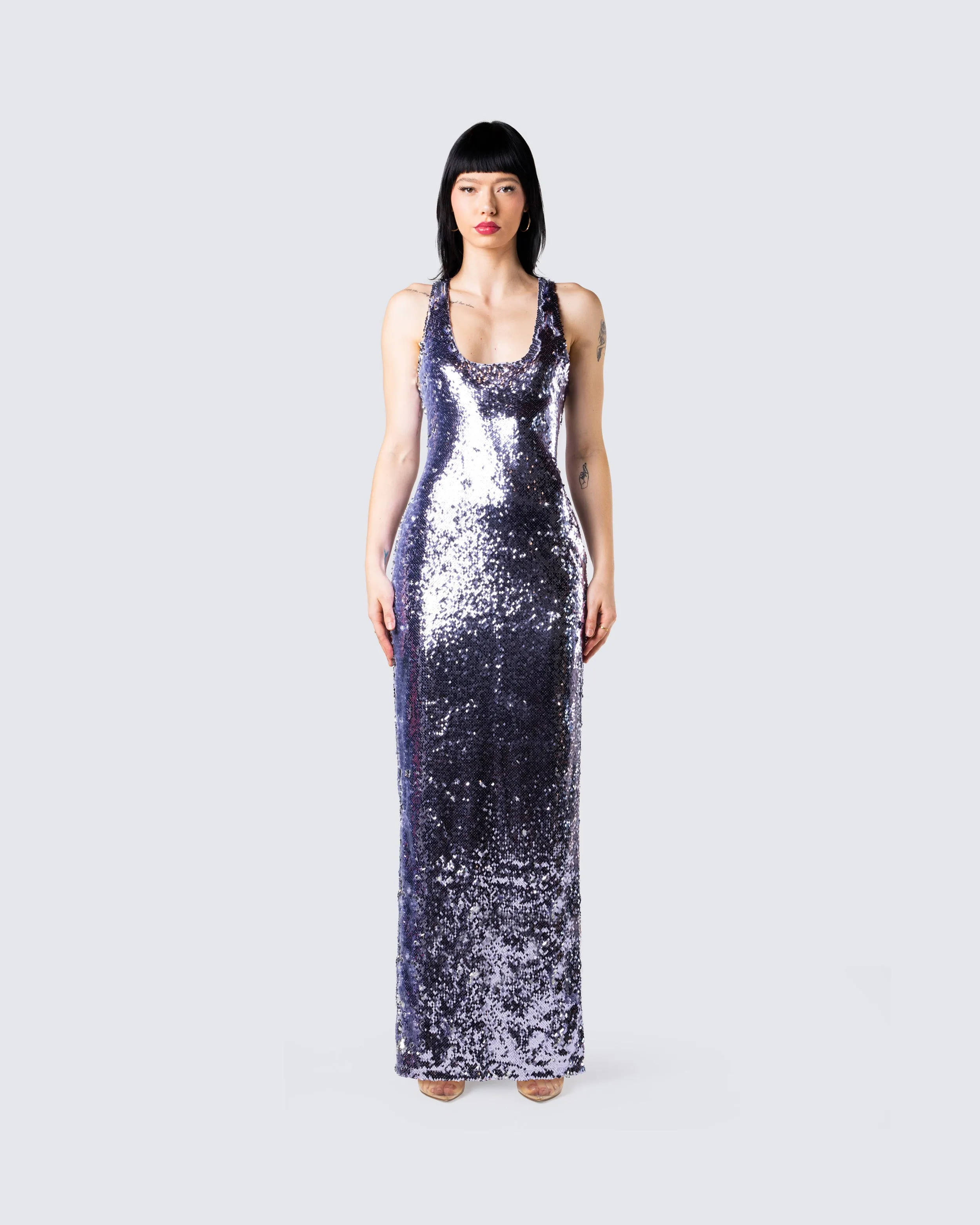 Elsa Lilac Sequin Sleeveless Gown