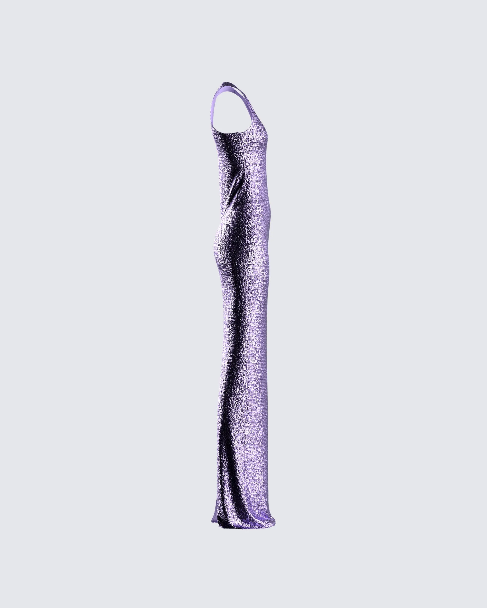 Elsa Lilac Sequin Sleeveless Gown