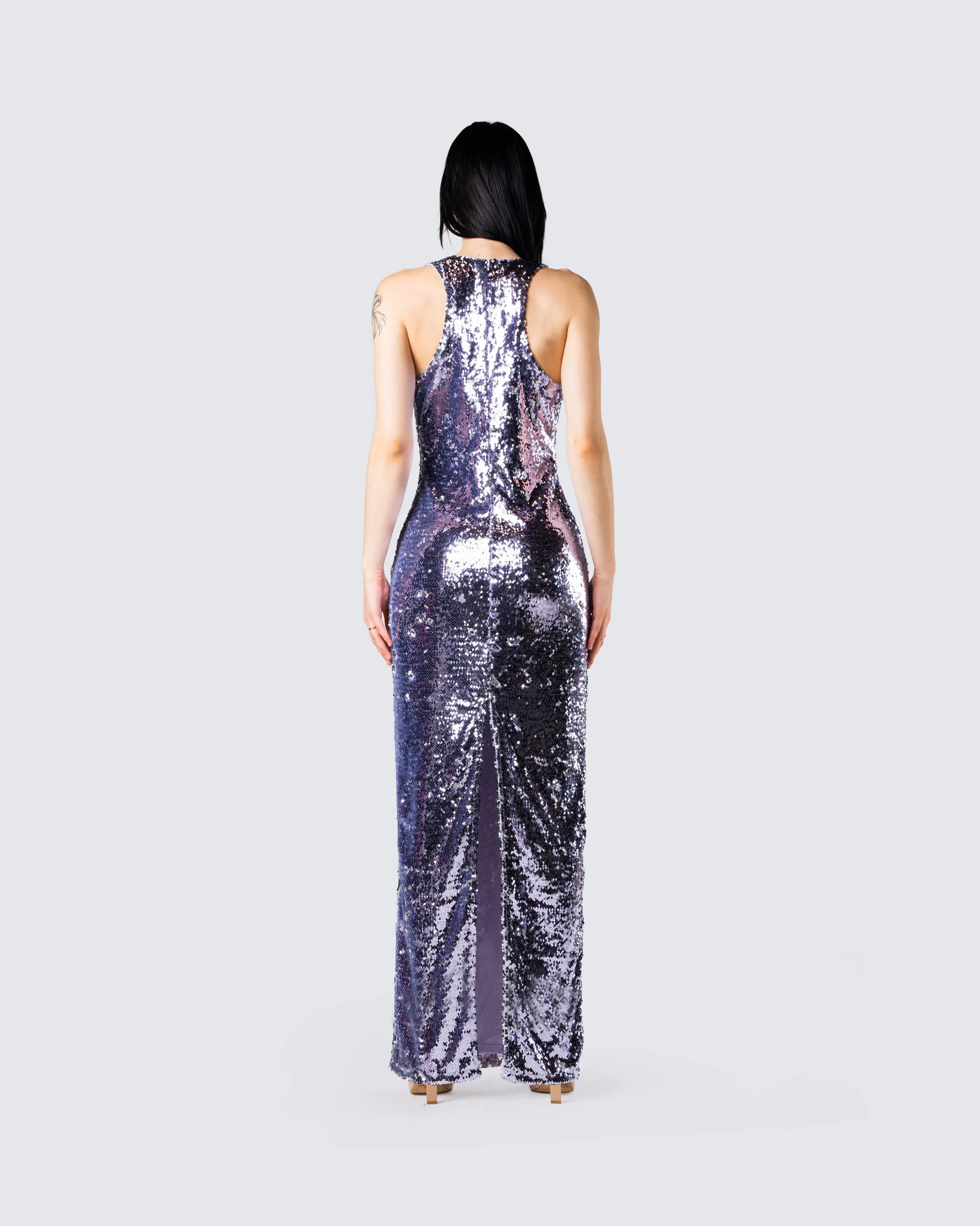 Elsa Lilac Sequin Sleeveless Gown