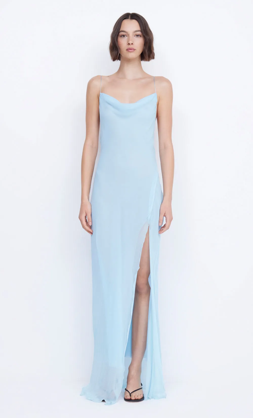 ELZETTE SPLIT MAXI DRESS - DOLPHIN BLUE