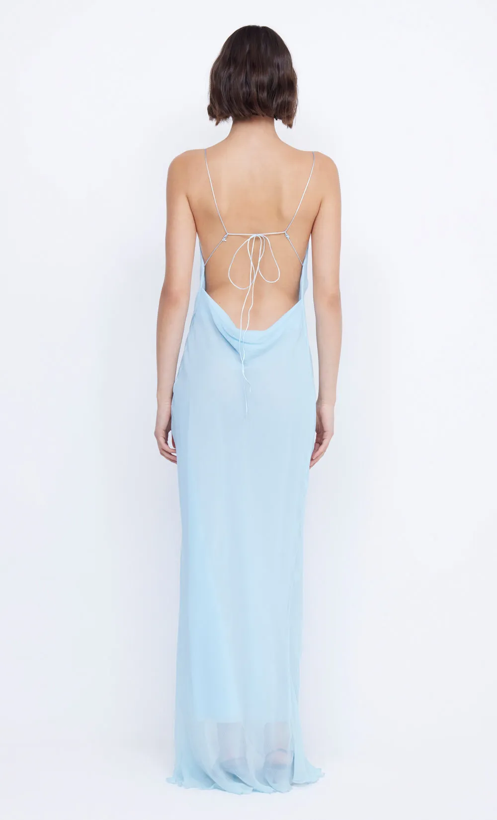 ELZETTE SPLIT MAXI DRESS - DOLPHIN BLUE