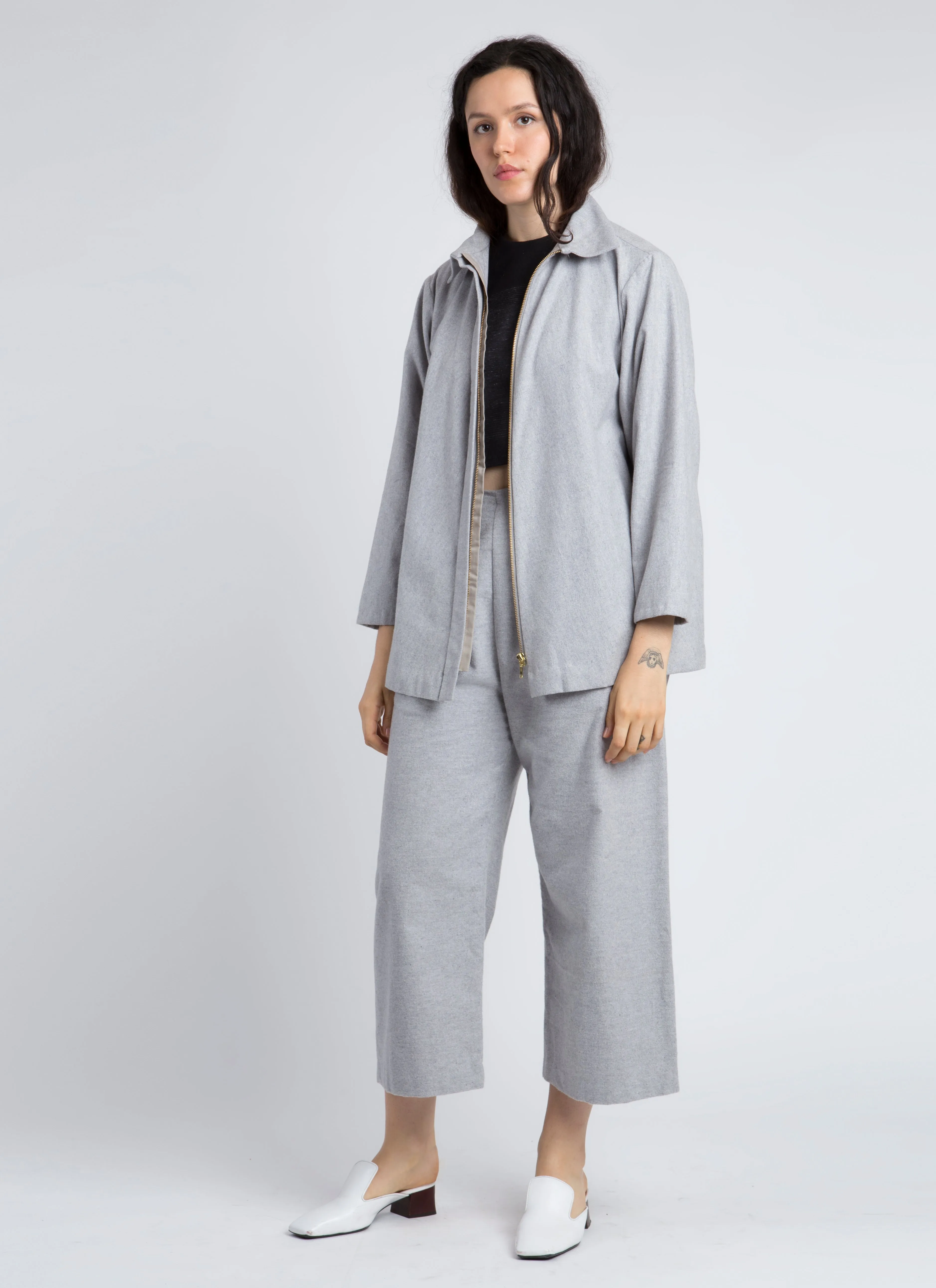 Eucalyptus Front Zip Collar Jacket - Light Grey