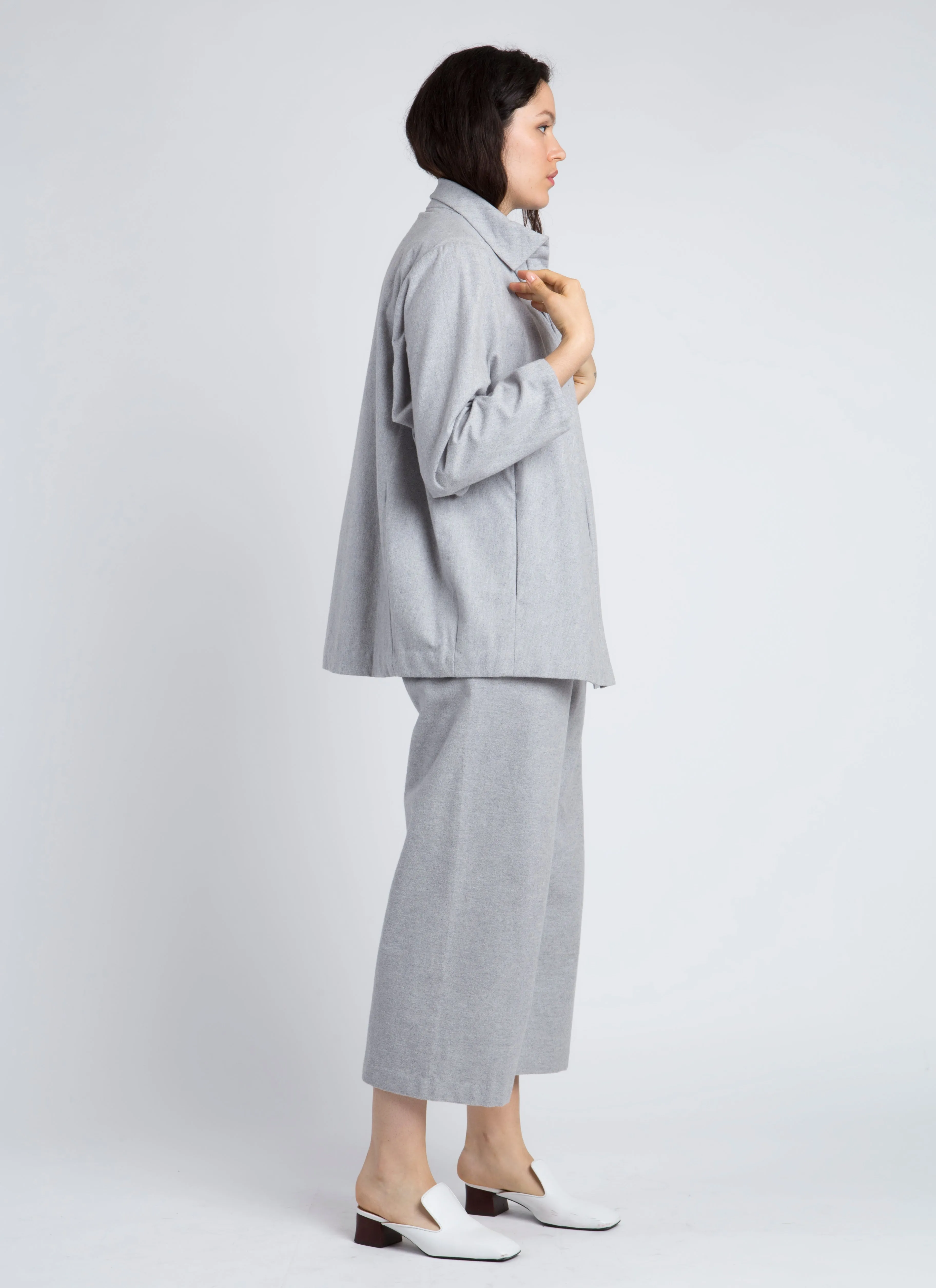 Eucalyptus Front Zip Collar Jacket - Light Grey