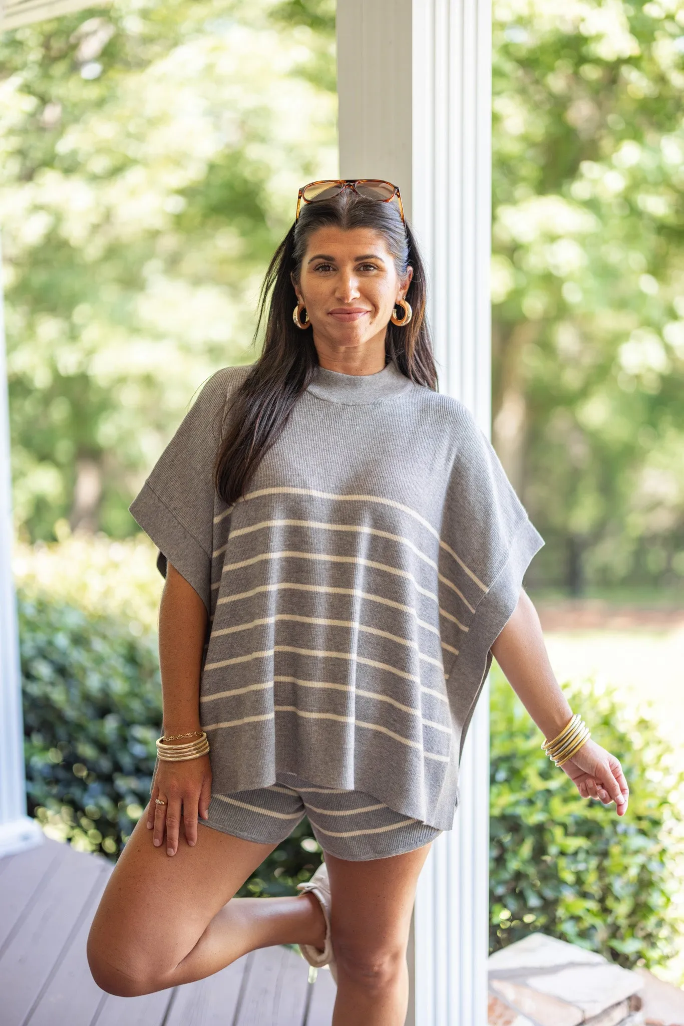 Everyday Chic Grey Striped Top