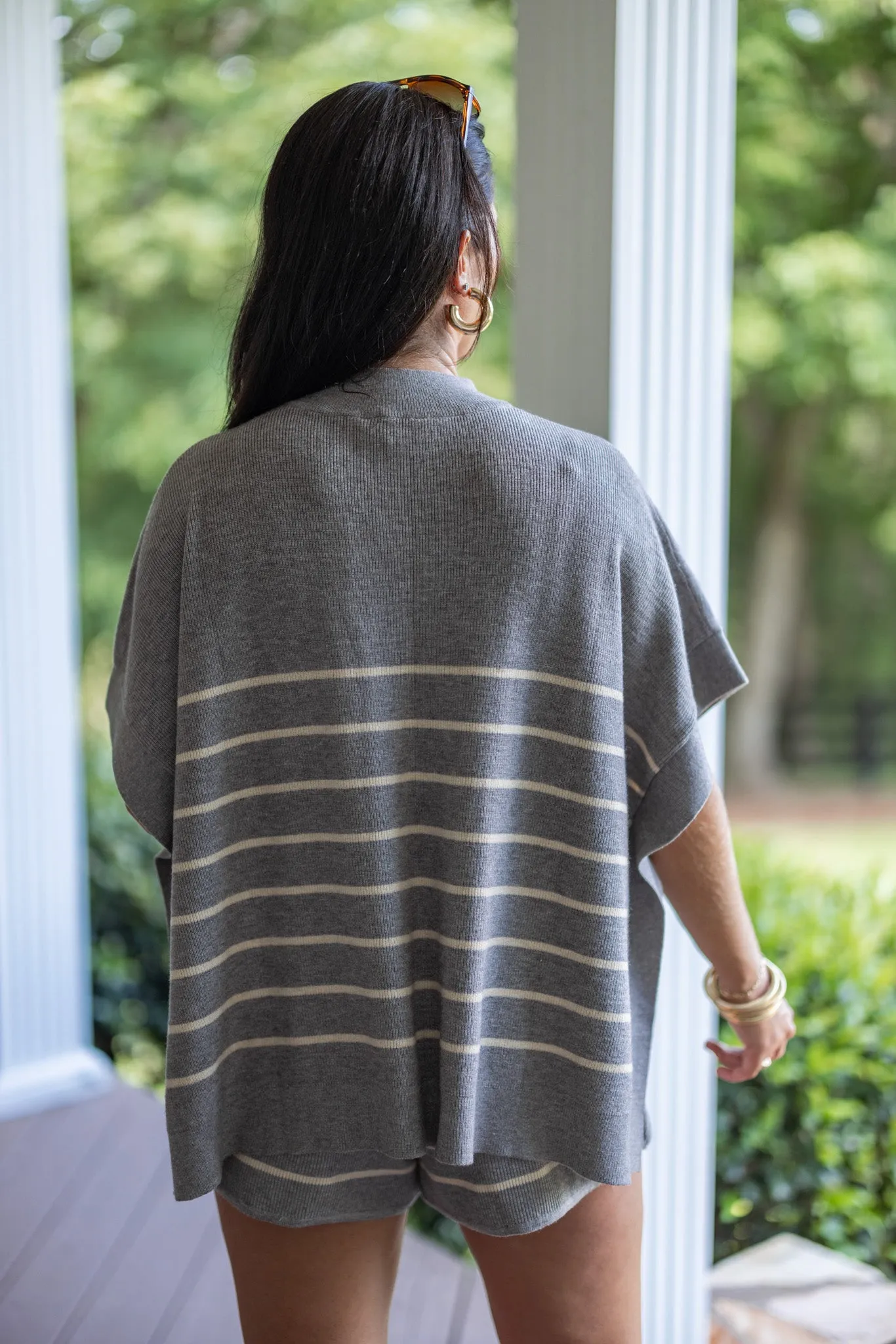 Everyday Chic Grey Striped Top