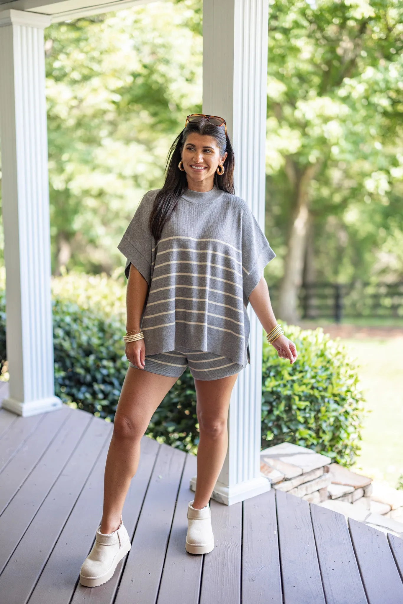 Everyday Chic Grey Striped Top