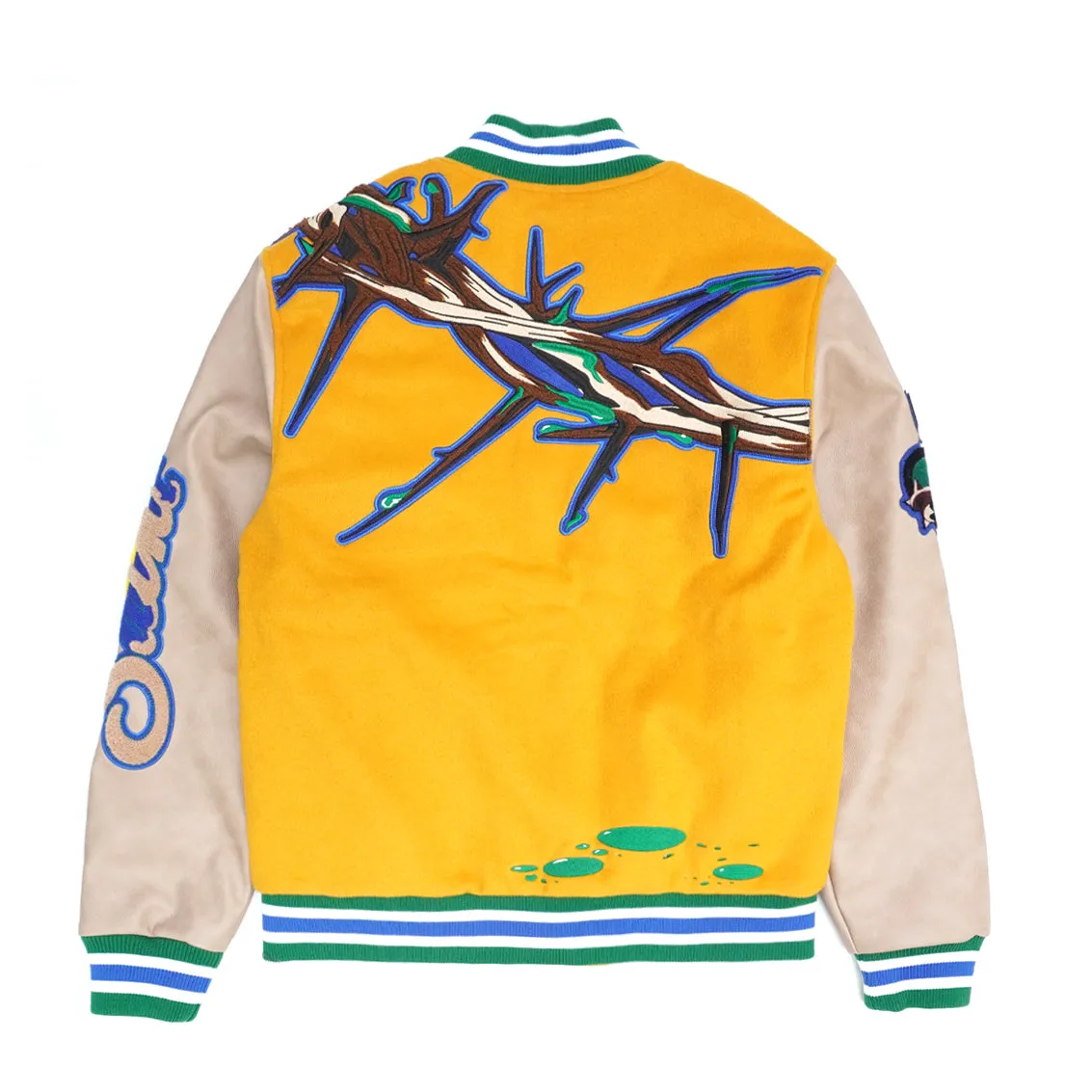 F1021 "SAINTS" Wool Varsity Jacket - Wheat