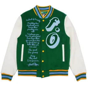 F1026 Product of Poverty Varsity Jacket - Green