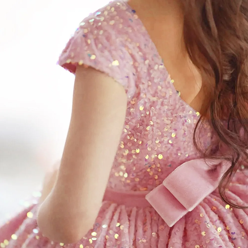 Formal Pink Sequins Party Dresses for Girl