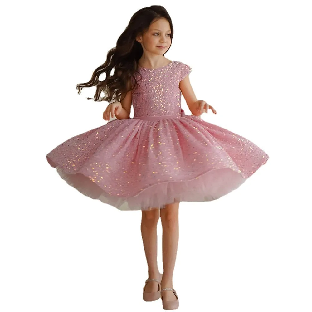 Formal Pink Sequins Party Dresses for Girl