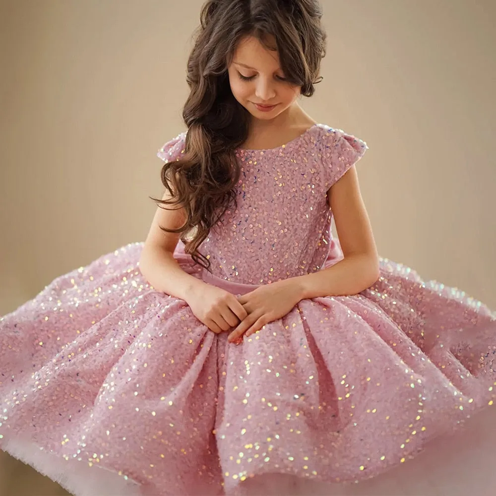 Formal Pink Sequins Party Dresses for Girl