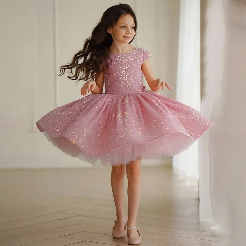 Formal Pink Sequins Party Dresses for Girl