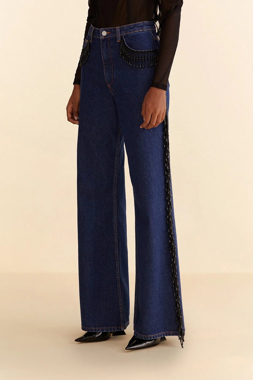 Fringes Beads Wide Pants