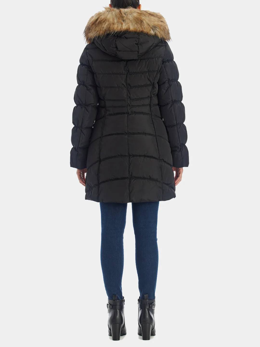 Fur Collar Hooded Puffer Coat