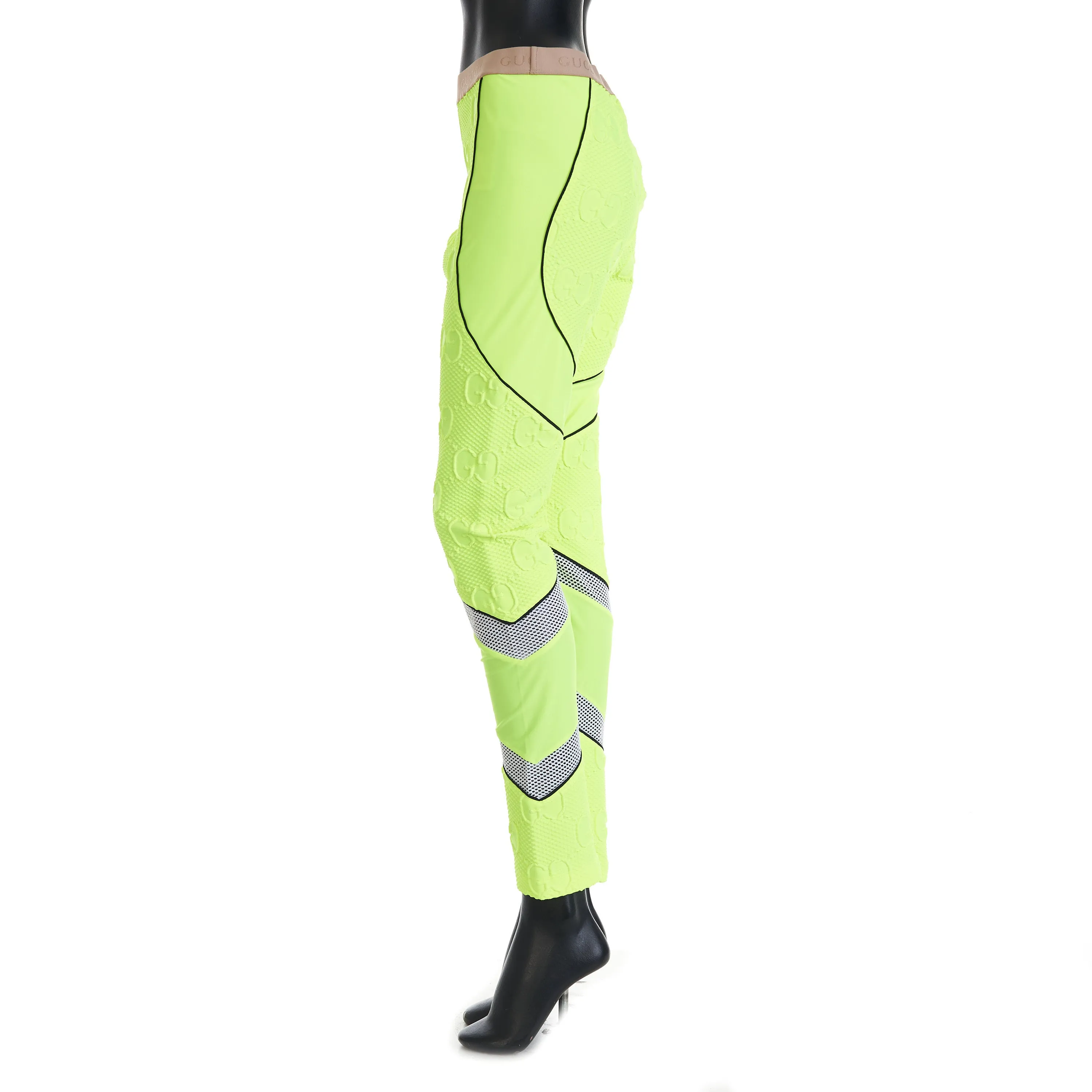 GG Stretch Jersey Neoprene Leggings In Fluorescent Yellow