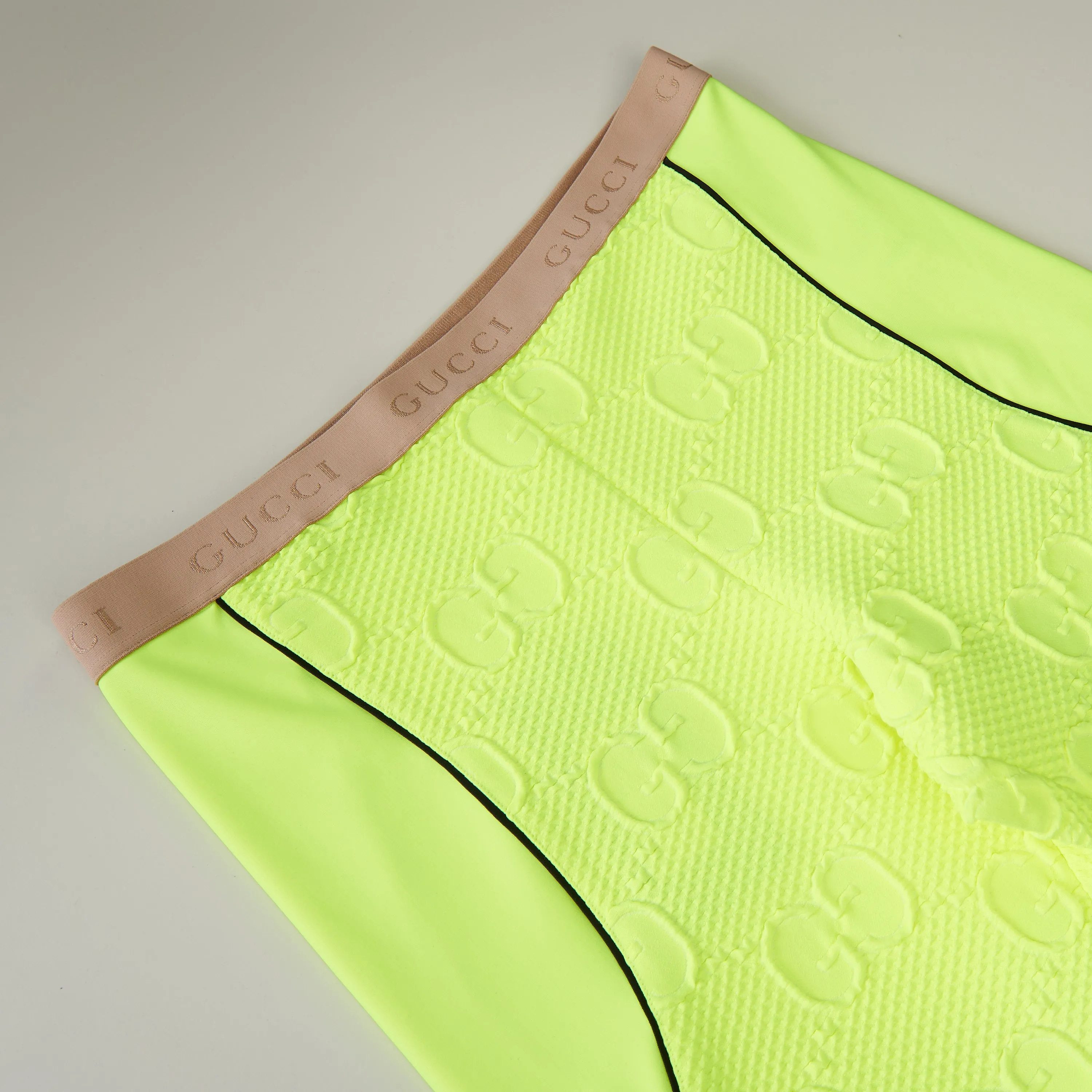 GG Stretch Jersey Neoprene Leggings In Fluorescent Yellow