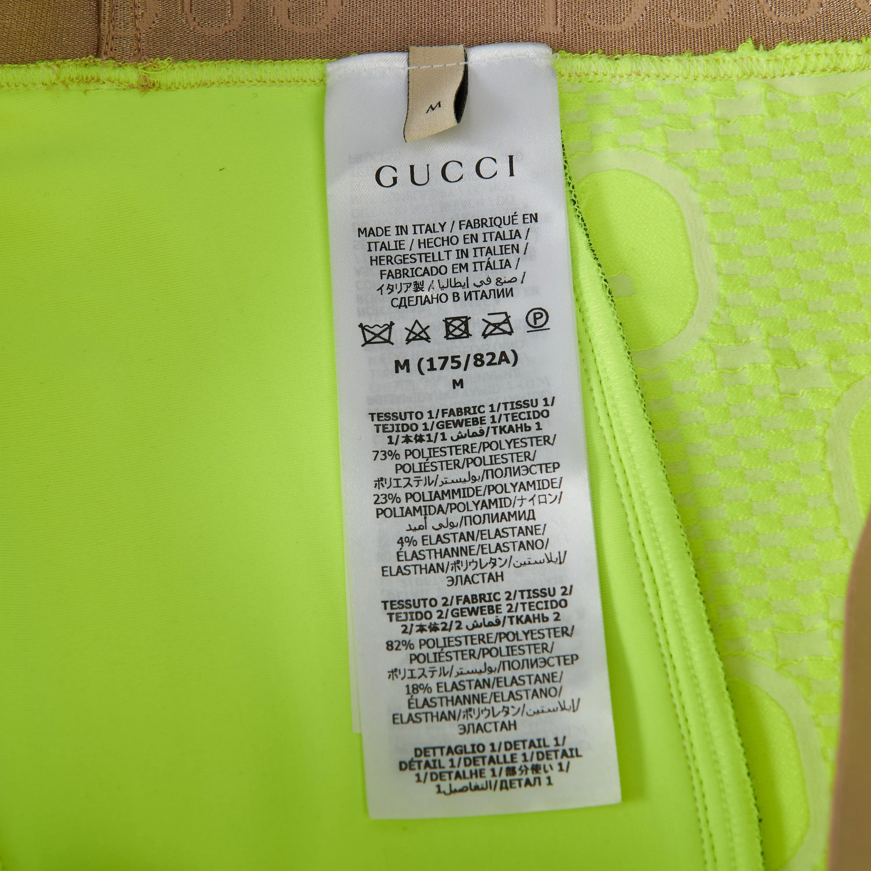 GG Stretch Jersey Neoprene Leggings In Fluorescent Yellow