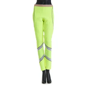 GG Stretch Jersey Neoprene Leggings In Fluorescent Yellow