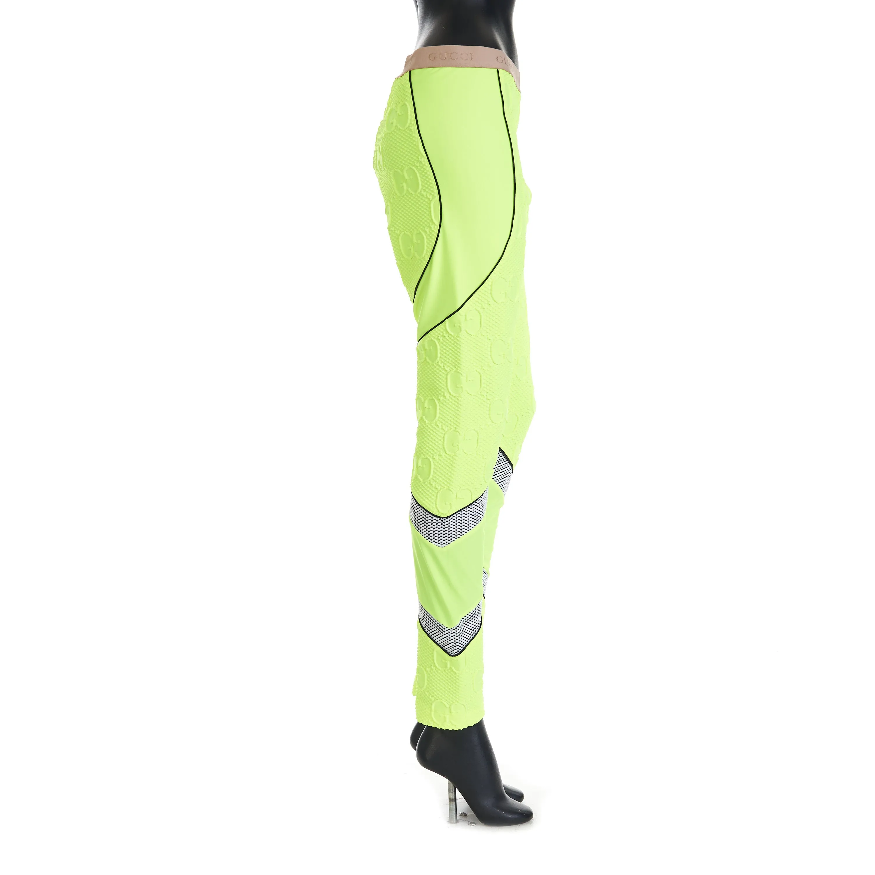 GG Stretch Jersey Neoprene Leggings In Fluorescent Yellow