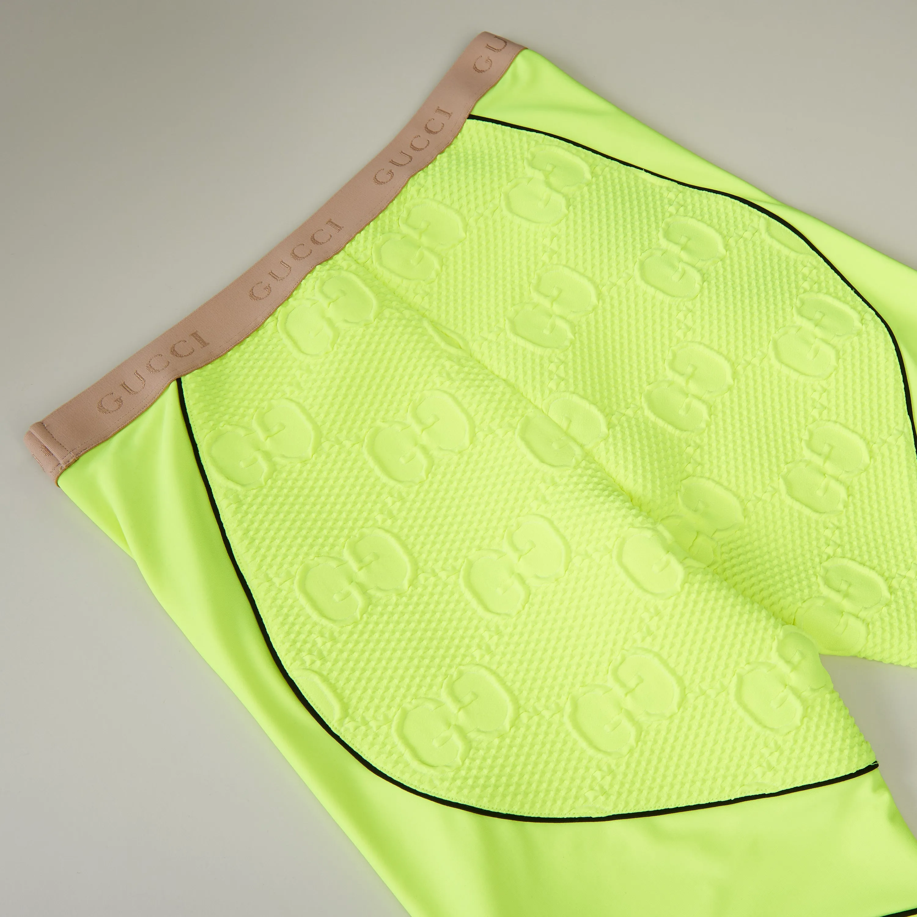 GG Stretch Jersey Neoprene Leggings In Fluorescent Yellow