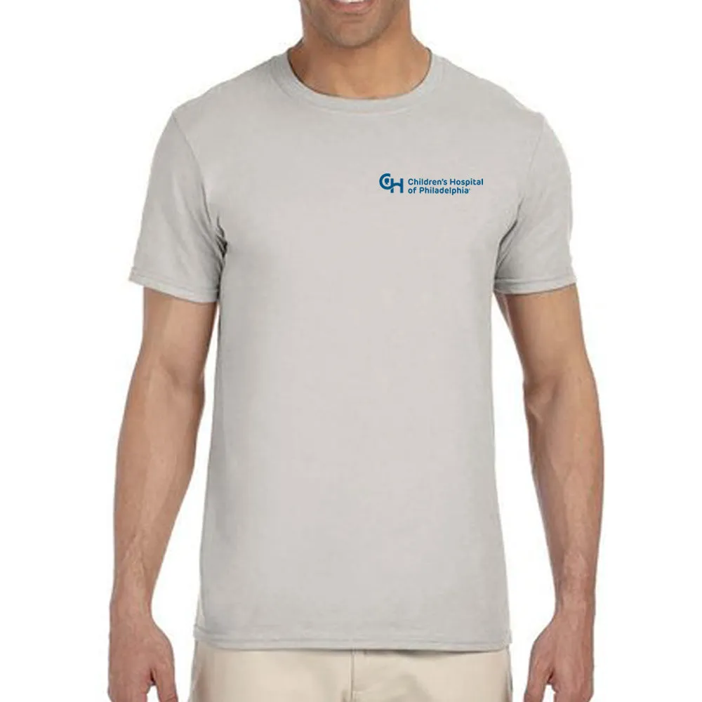 Gildan Adult Softstyle CHOP Neutral Color T-Shirt with Blue Logo